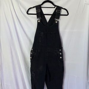 Topshop Black Denim Overalls